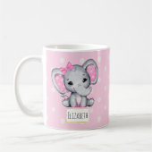 Niedlicher Pink Baby Elephant mit Polka Dot Oars Kaffeetasse (Links)