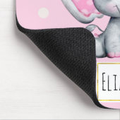 Niedlicher Pink Baby Elephant mit Polka Dot Oars Mousepad (Ecke)