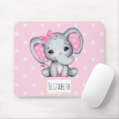 Niedlicher Pink Baby Elephant mit Polka Dot Oars Mousepad (Mit Mouse)
