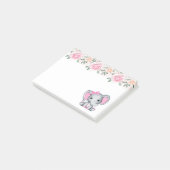 Niedlicher Pink Baby Elephant mit Polka Dot Oars Post-it Klebezettel (angewinkelt)