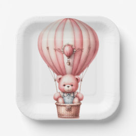 NIEDLICHER PINK-BABY-TEDDY-BAR AUF EINEM BALLOON PAPPTELLER