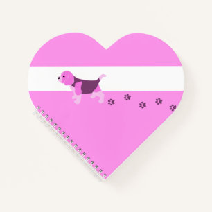 NIEDLICHER PINK-BEAGLE-PUPPY-HUND MIT ZEICHENDRUCK NOTIZBLOCK