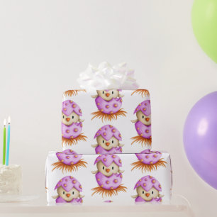 Niedlicher Pink Bird Schläger Girl Baby Dusche Geschenkpapier