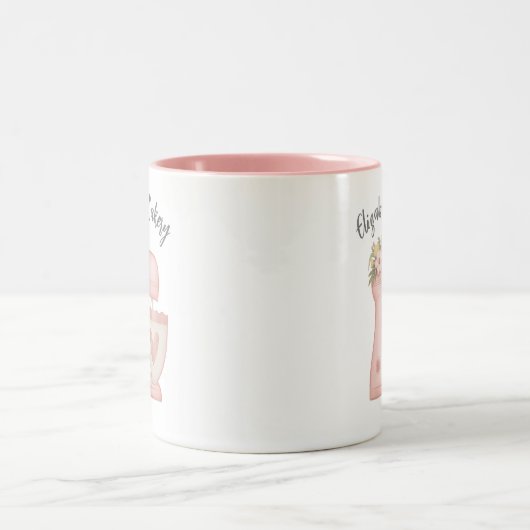 Niedlicher Pink Business Bäckerei Mixer Zweifarbige Tasse (Mittel)