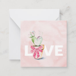 Niedlicher Pink Cactus Valentinstag Mitteilungskarte