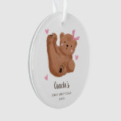 Niedlicher Pink Cub Bear Baby's First Christmas Ornament (Vorderseite)