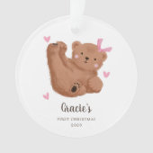 Niedlicher Pink Cub Bear Baby's First Christmas Ornament (Vorderseite)