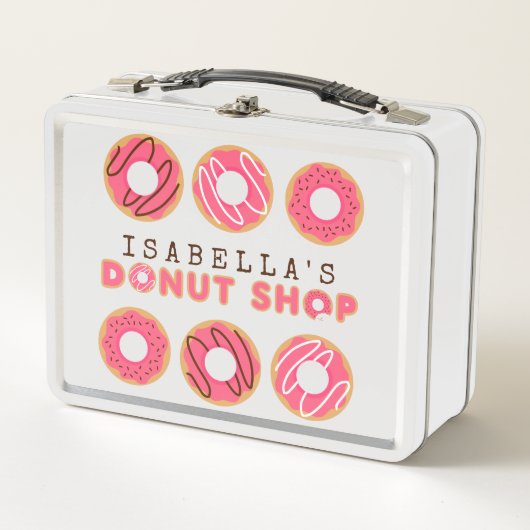 Niedlicher Pink-Donut-Shop Metall Lunch Box (Vorderseite)