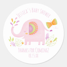 Niedlicher Pink Elephant Girl Babyaufkleber