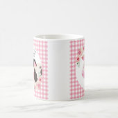 Niedlicher Pink Gingham Floral Cow Farm Kaffeetasse (Mittel)