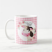 Niedlicher Pink Gingham Floral Cow Farm Kaffeetasse (Links)