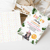 Niedlicher Pink Hat unser frecher Affe Geburtstag Einladung