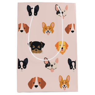 Niedlicher Pink Hund Geburtstagsparty Mittlere Geschenktüte