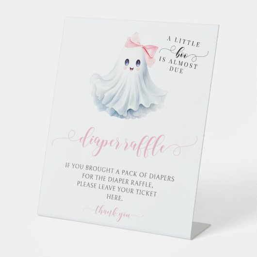 Niedlicher Pink Little Boo Bow Baby Dusche Windelw Sockelschild (Vorderseite)