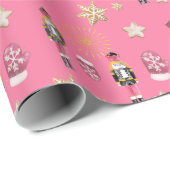 Niedlicher Pink Nutcracker Zuckerhut Wasserfarbe Geschenkpapier (Rolleneckpunkt)