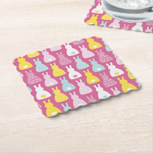 Niedlicher Pink Oaster Kaninchenpapier Untersetzer (angewinkelt)