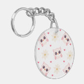 Niedlicher Pink Owl Pattern Schlüsselanhänger Kawa (Vorderseite links)