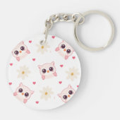 Niedlicher Pink Owl Pattern Schlüsselanhänger Kawa (Rückseite)