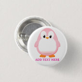 Niedlicher Pink Pinguin Cartoon Custom Button (Vorne & Hinten)