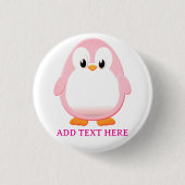 Niedlicher Pink Pinguin Cartoon Custom Button (Vorderseite)