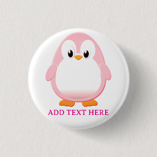 Niedlicher Pink Pinguin Cartoon Custom Button