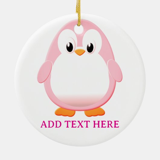Niedlicher Pink Pinguin Cartoon Custom Keramik Ornament (Hinten)
