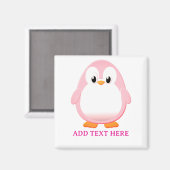 Niedlicher Pink Pinguin Cartoon Custom Magnet (Vorderseite/Rückseite)