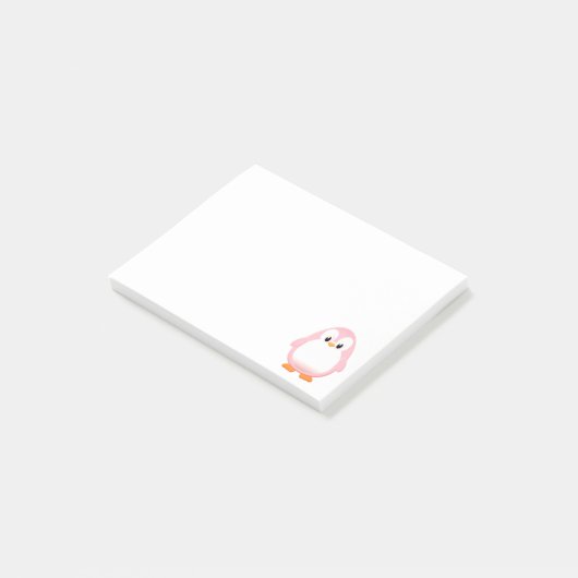 Niedlicher Pink Pinguin Cartoon Custom Post-it Klebezettel (angewinkelt)