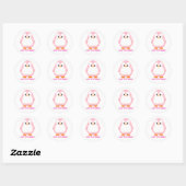Niedlicher Pink Pinguin Cartoon Custom Runder Aufkleber (Blatt)
