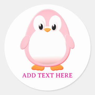 Niedlicher Pink Pinguin Cartoon Custom Runder Aufkleber
