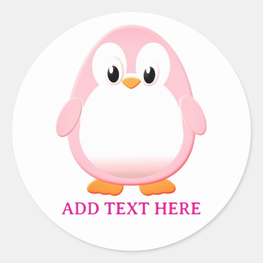Niedlicher Pink Pinguin Cartoon Custom Runder Aufkleber (Vorderseite)
