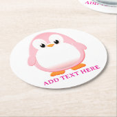 Niedlicher Pink Pinguin Cartoon Custom Runder Pappuntersetzer (Angewinkelt)