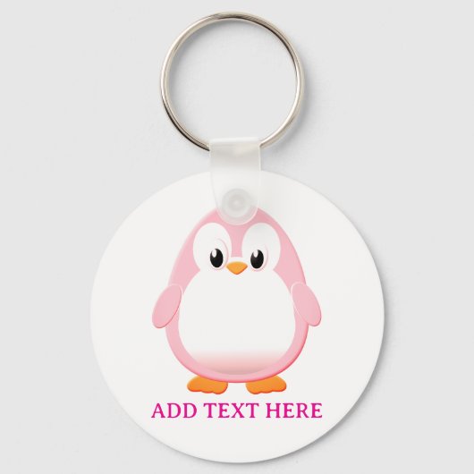 Niedlicher Pink Pinguin Cartoon Custom Schlüsselanhänger (Vorderseite)