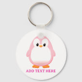 Niedlicher Pink Pinguin Cartoon Custom Schlüsselanhänger (Rückseite)