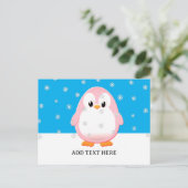 Niedlicher Pink Pinguin Cartoon Schneeflocken Cust Postkarte (Stehend Vorderseite)