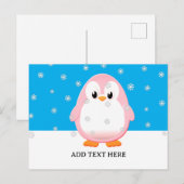 Niedlicher Pink Pinguin Cartoon Schneeflocken Cust Postkarte (Vorne/Hinten)