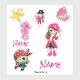 Niedlicher Pink Pirate Girl Sticker