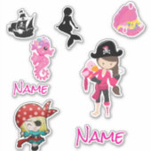 Niedlicher Pink Pirate Girl Sticker (Vorderseite)