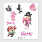 Niedlicher Pink Pirate Girl Sticker (Blatt)