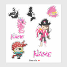 Niedlicher Pink Pirate Girl Sticker