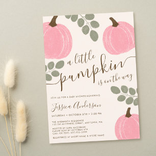 Niedlicher Pink Pumpkin Eucalyptus Fall Girl Babyd Einladung