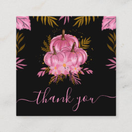 Niedlicher Pink Pumpkin Leaf Fall Erntedank Vielen Quadratische Visitenkarte