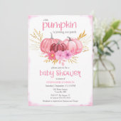 Niedlicher Pink Pumpkin Patch Wasserfarbe Kinderdu Einladung (Stehend Vorderseite)