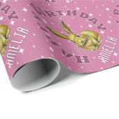 Niedlicher Pink Rabbit Stars Geschenkpapier (Rolleneckpunkt)