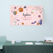 Niedlicher Pink Spooky Halloween-Kindergeburtstag Banner (Messeveranstaltung)