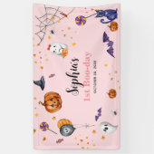 Niedlicher Pink Spooky Halloween-Kindergeburtstag Banner (Vertikal)