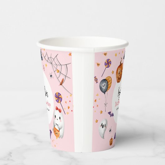Niedlicher Pink Spooky Halloween-Kindergeburtstag Pappbecher (Rechts)