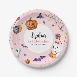 Niedlicher Pink Spooky Halloween-Kindergeburtstag Pappteller