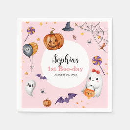 Niedlicher Pink Spooky Halloween-Kindergeburtstag Serviette