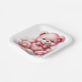 NIEDLICHER PINK-TEDDY-BAR, DER AUF EINEM KLOUTEN S PAPPTELLER (Gewinkelt)